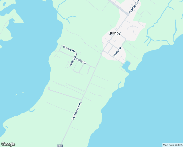 map of restaurants, bars, coffee shops, grocery stores, and more near 36116 Upshurs Neck Road in Quinby