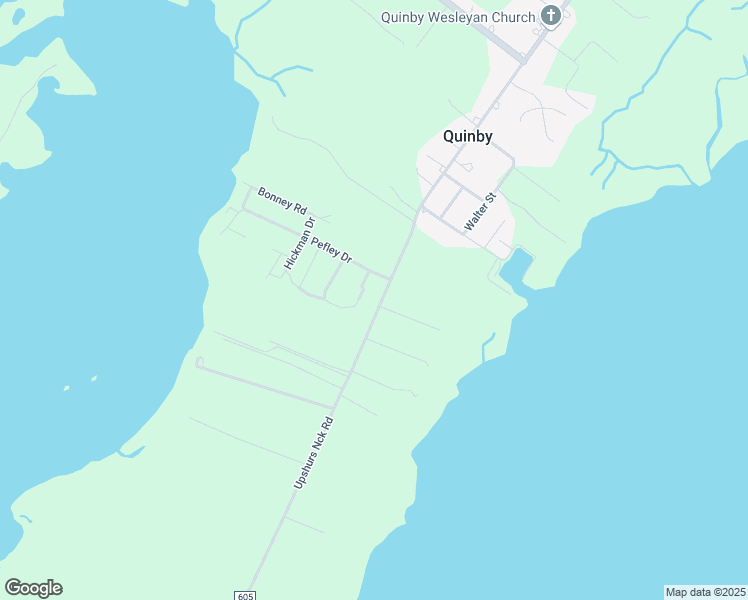 map of restaurants, bars, coffee shops, grocery stores, and more near 36116 Upshurs Neck Road in Quinby