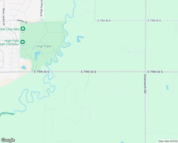 map of restaurants, bars, coffee shops, grocery stores, and more near 10094 East 79th Street South in Derby