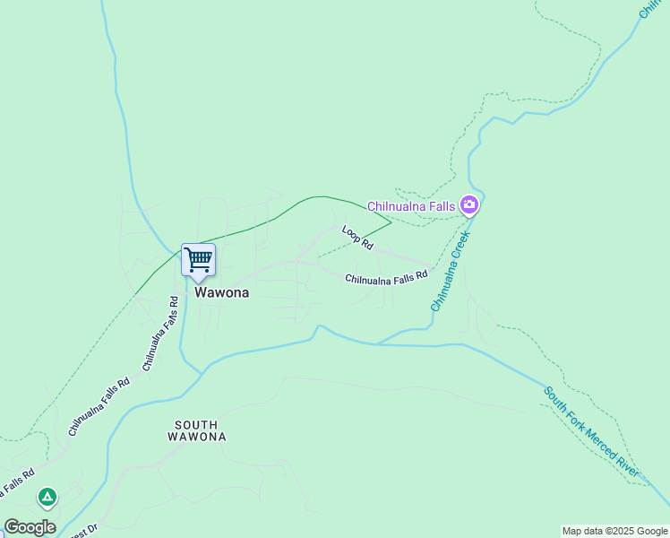 map of restaurants, bars, coffee shops, grocery stores, and more near 8067 Chilnualna Falls Road in Wawona