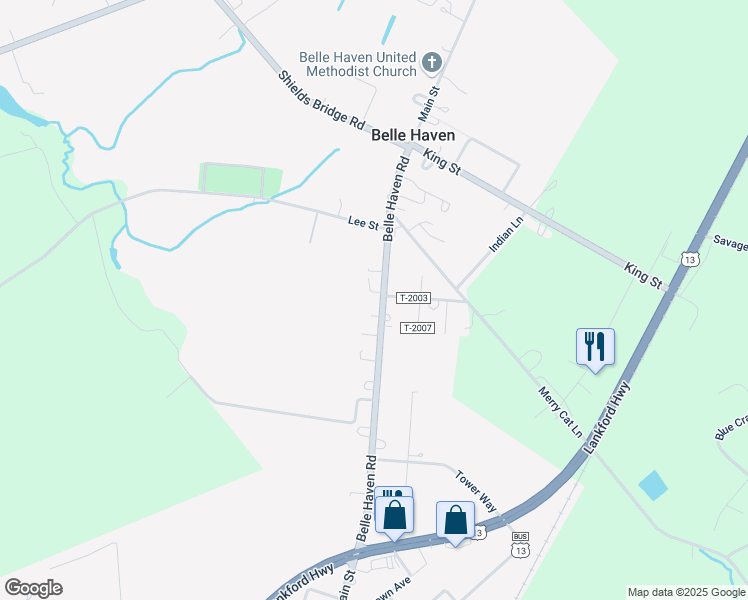 map of restaurants, bars, coffee shops, grocery stores, and more near 36110 Belle Haven Road in Belle Haven