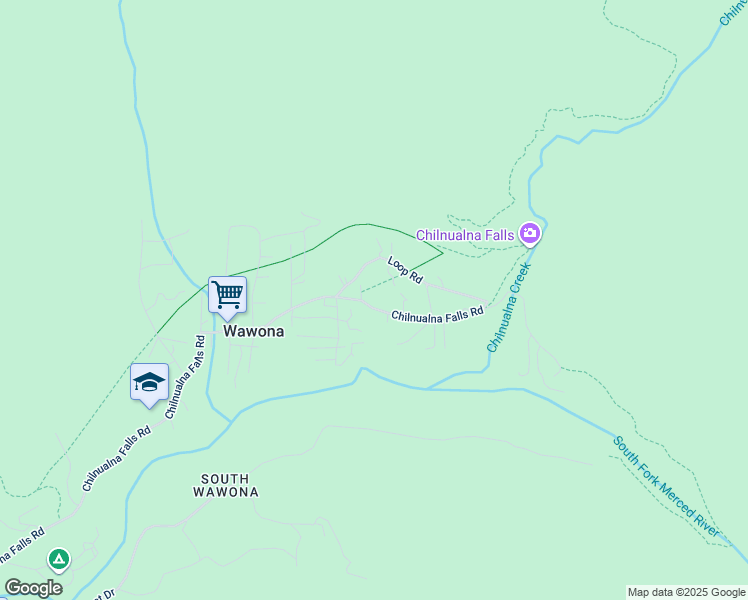 map of restaurants, bars, coffee shops, grocery stores, and more near 8067 Chilnualna Falls Road in Wawona