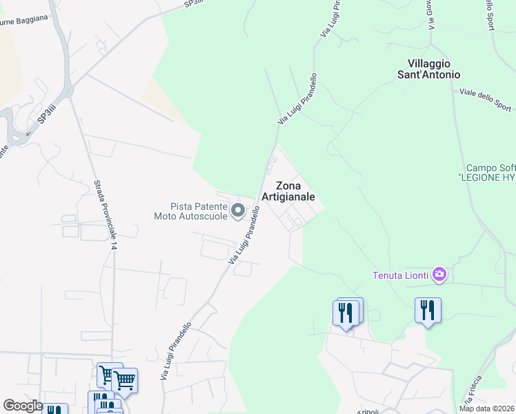 map of restaurants, bars, coffee shops, grocery stores, and more near 56 Via Luigi Pirandello in Città metropolitana di Catania