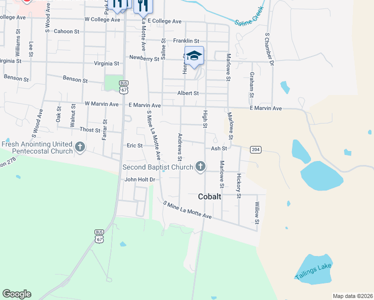 map of restaurants, bars, coffee shops, grocery stores, and more near 901 Andrews Street in Fredericktown