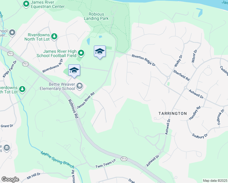 map of restaurants, bars, coffee shops, grocery stores, and more near 3607 Rivermist Terrace in Midlothian