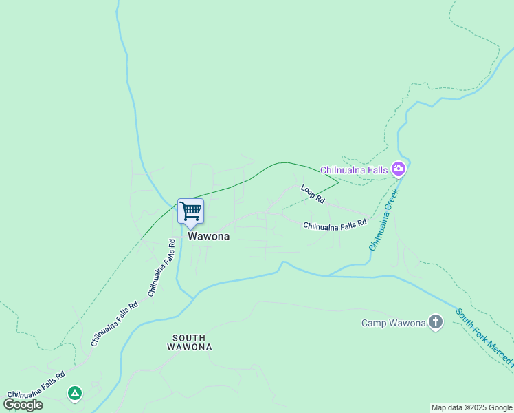 map of restaurants, bars, coffee shops, grocery stores, and more near 8054 Loop Road in Wawona