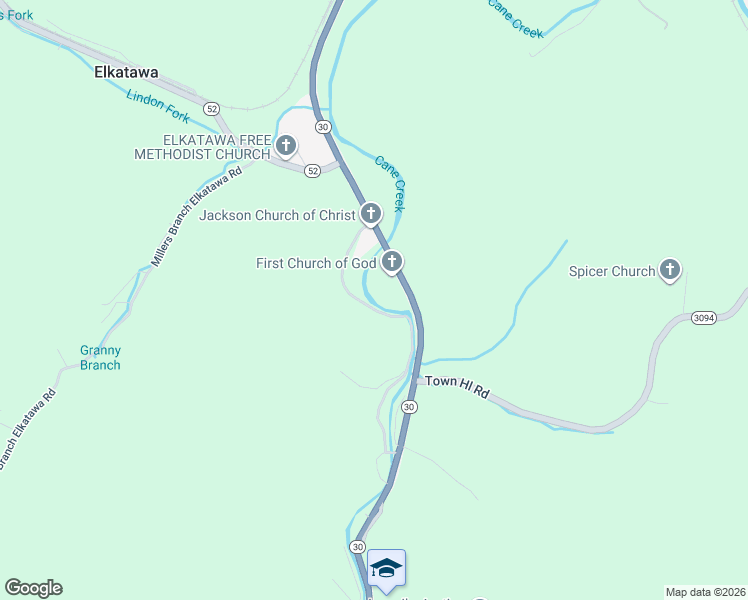 map of restaurants, bars, coffee shops, grocery stores, and more near 30 Chick Little Road in Jackson