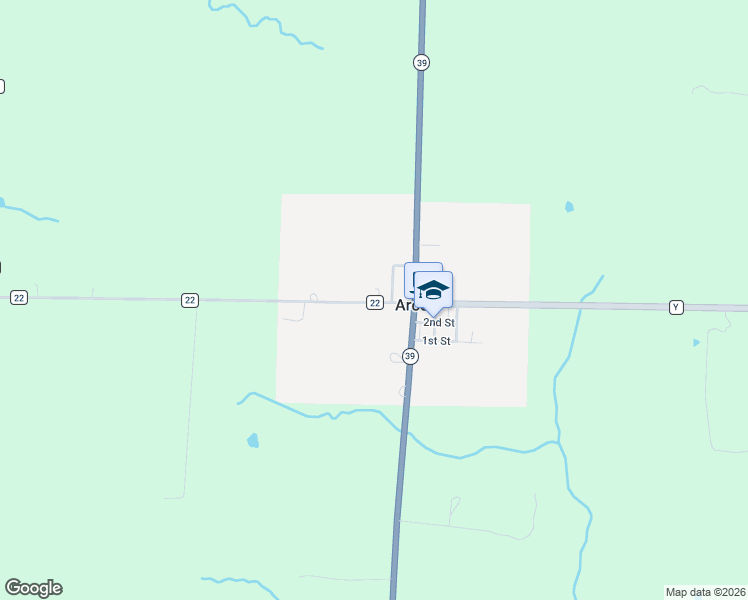 map of restaurants, bars, coffee shops, grocery stores, and more near County Road 22 in Arcola