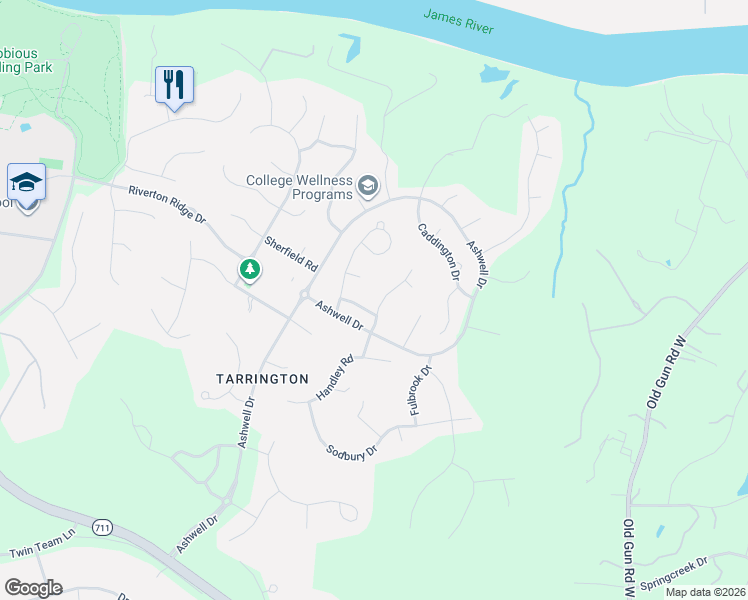 map of restaurants, bars, coffee shops, grocery stores, and more near 3613 Edenfield Road in Midlothian