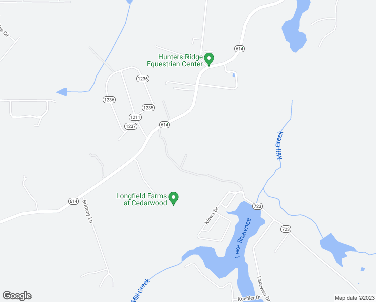 map of restaurants, bars, coffee shops, grocery stores, and more near 2405 Acoma Drive in Powhatan