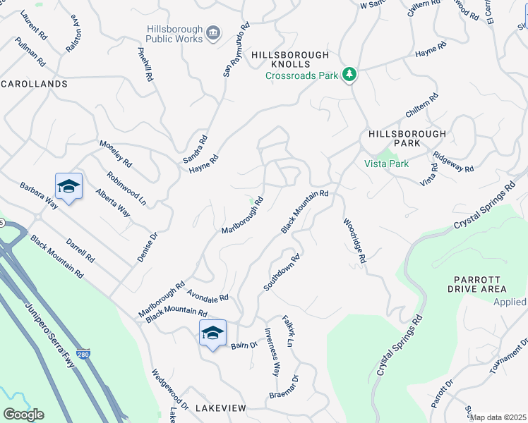 map of restaurants, bars, coffee shops, grocery stores, and more near 1335 Avondale Road in Hillsborough