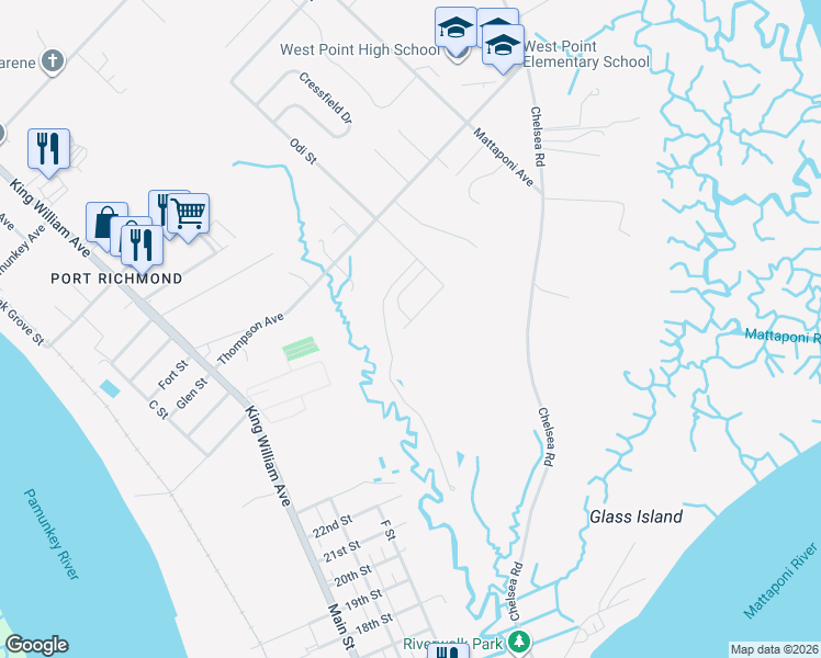 map of restaurants, bars, coffee shops, grocery stores, and more near 546-598 Bridgeway Court in West Point