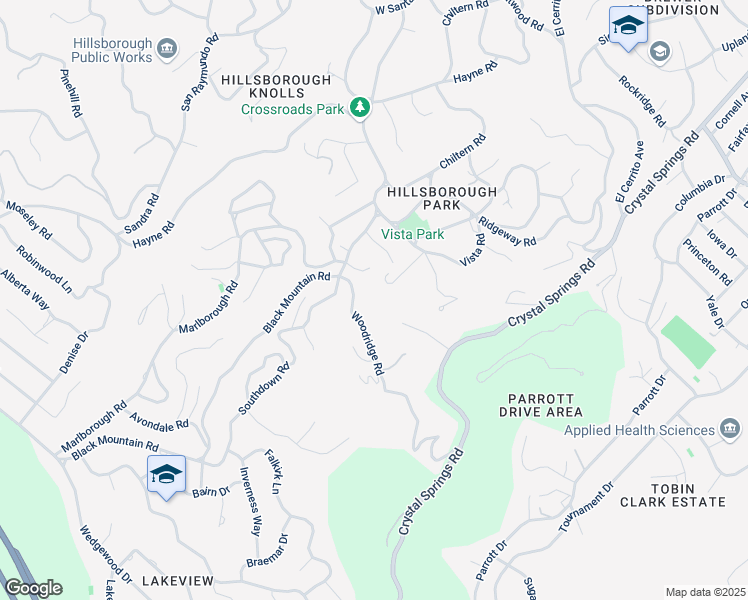 map of restaurants, bars, coffee shops, grocery stores, and more near 260 Woodridge Road in Hillsborough