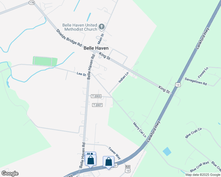map of restaurants, bars, coffee shops, grocery stores, and more near 36162 Indian Lane in Belle Haven