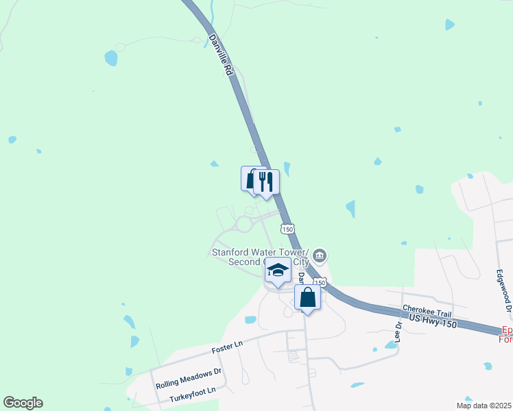 map of restaurants, bars, coffee shops, grocery stores, and more near 233 Doe Run in Stanford