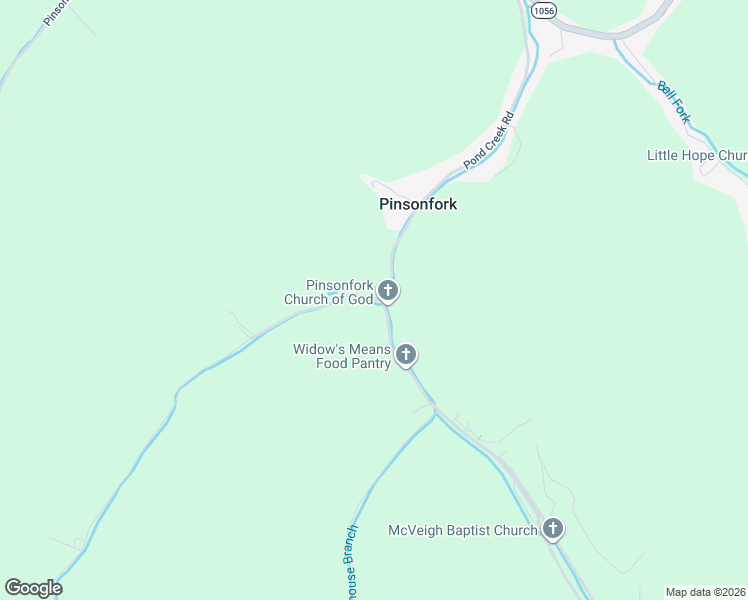 map of restaurants, bars, coffee shops, grocery stores, and more near Runyons Branch in Pinsonfork