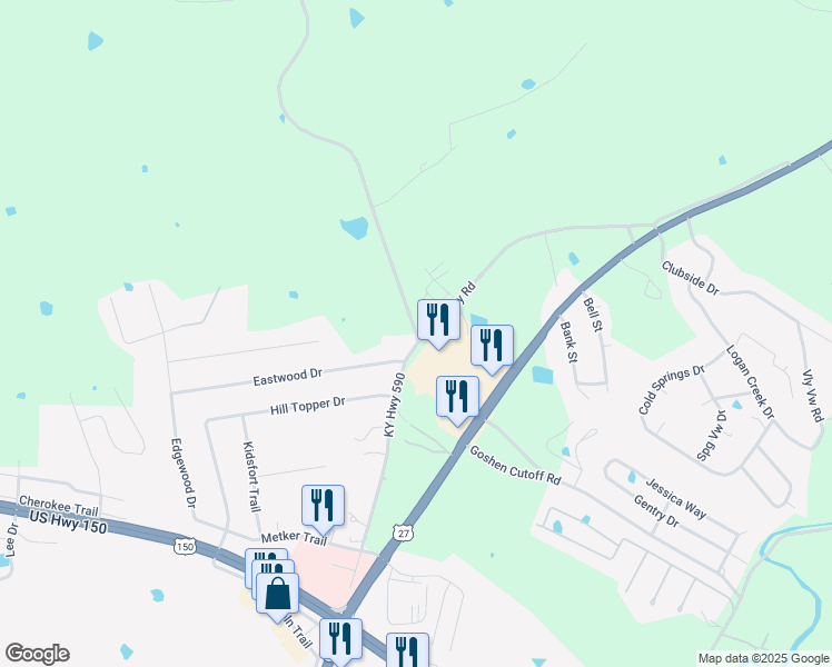 map of restaurants, bars, coffee shops, grocery stores, and more near 590 Hubble Road in Stanford