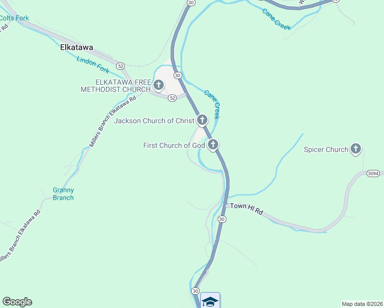 map of restaurants, bars, coffee shops, grocery stores, and more near 30 Chick Little Road in Jackson