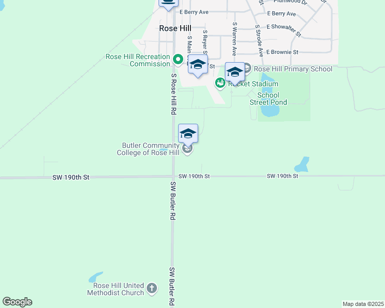 map of restaurants, bars, coffee shops, grocery stores, and more near 710 South Rose Hill Road in Rose Hill