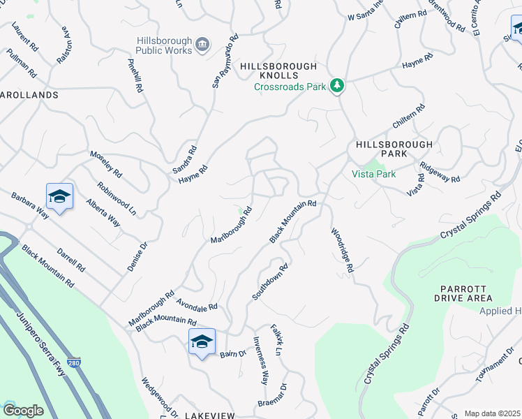 map of restaurants, bars, coffee shops, grocery stores, and more near 1335 Avondale Road in Hillsborough