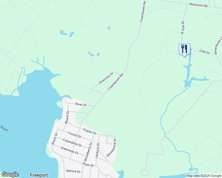 map of restaurants, bars, coffee shops, grocery stores, and more near 760 Coachpoint Road in Hartfield