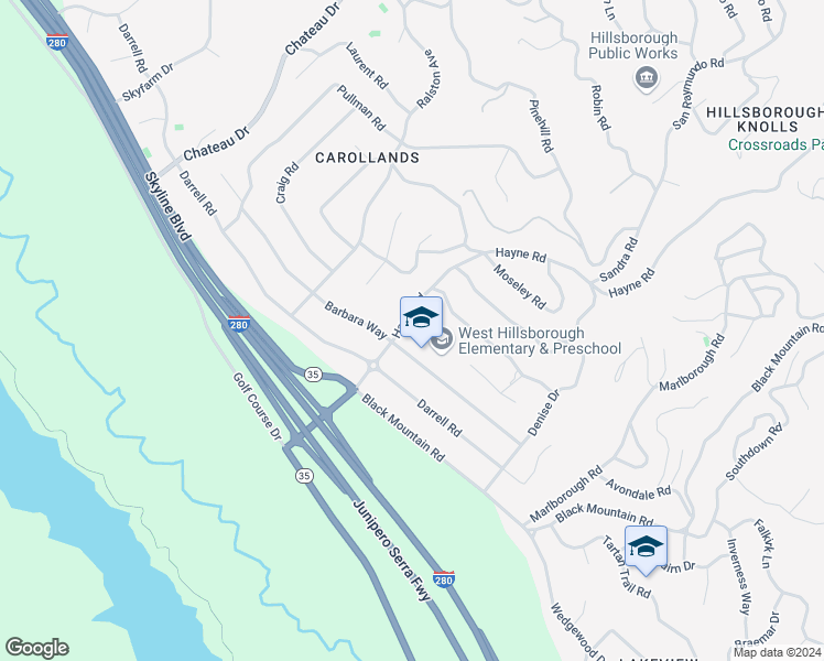 map of restaurants, bars, coffee shops, grocery stores, and more near 1535 Hayne Road in Hillsborough