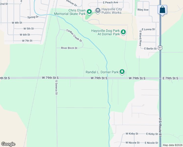 map of restaurants, bars, coffee shops, grocery stores, and more near 7935 Nina Court in Haysville
