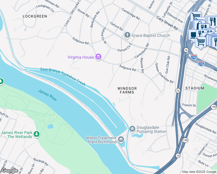 map of restaurants, bars, coffee shops, grocery stores, and more near 300-398 Stockton Lane in Richmond