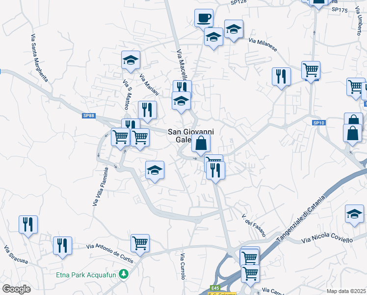 map of restaurants, bars, coffee shops, grocery stores, and more near 42 Via Immacolata in Catania