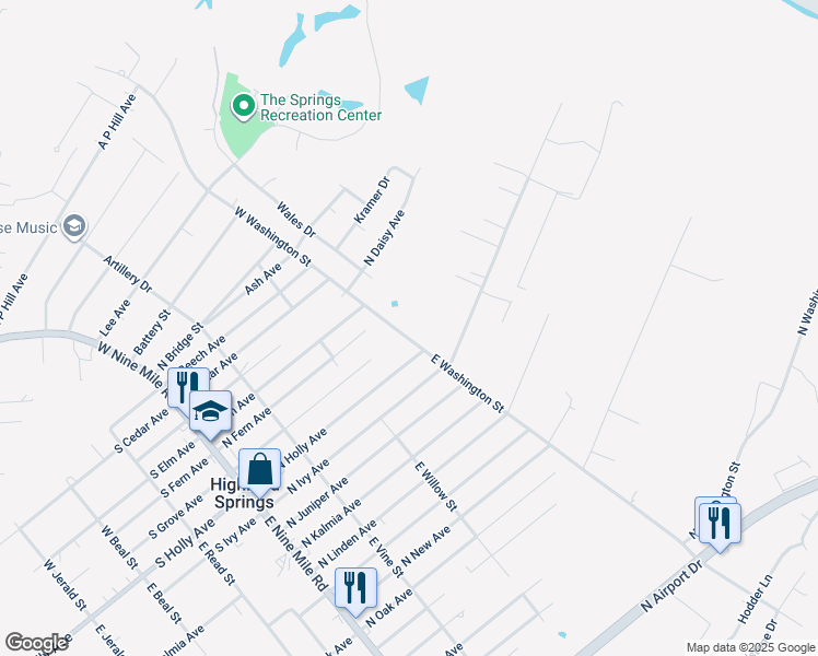 map of restaurants, bars, coffee shops, grocery stores, and more near 10 West Washington Street in Highland Springs