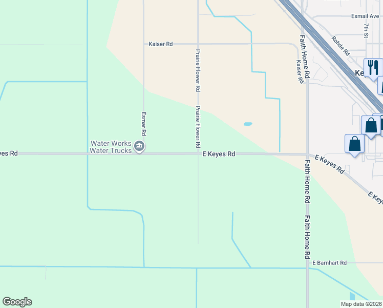 map of restaurants, bars, coffee shops, grocery stores, and more near 6105 Prairie Flower Road in Ceres