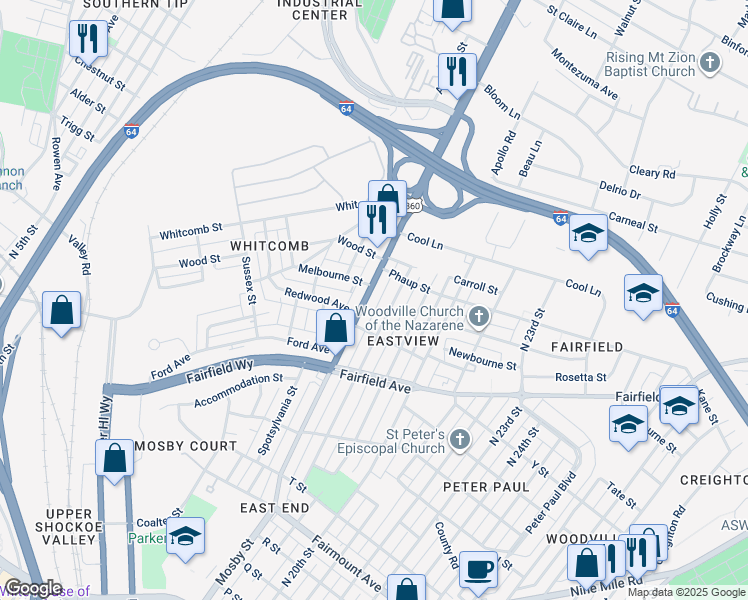 map of restaurants, bars, coffee shops, grocery stores, and more near 1717 Mechanicsville Turnpike in Richmond