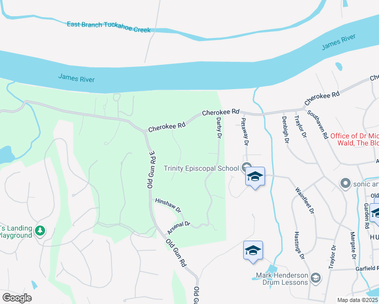 map of restaurants, bars, coffee shops, grocery stores, and more near 3921 Victoria Lane in Midlothian