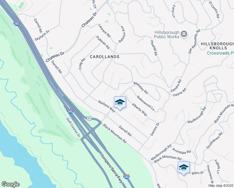 map of restaurants, bars, coffee shops, grocery stores, and more near 1525 Hayne Road in Hillsborough