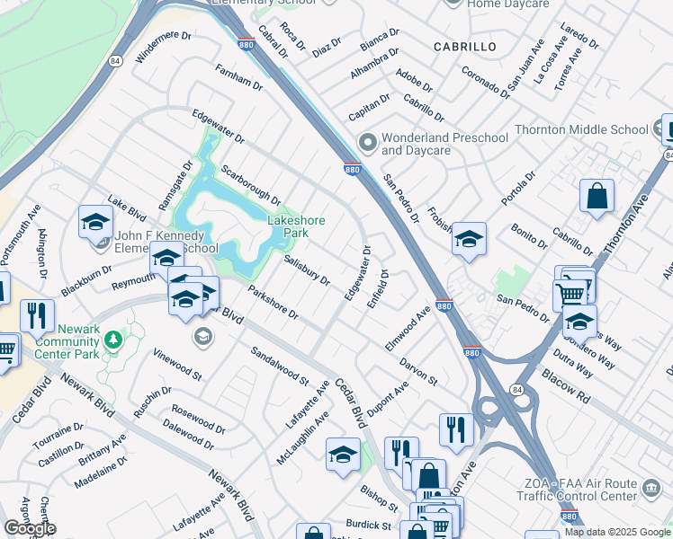 map of restaurants, bars, coffee shops, grocery stores, and more near 5139 Dryden Court in Newark