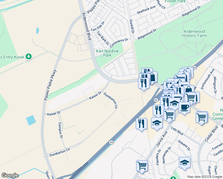 map of restaurants, bars, coffee shops, grocery stores, and more near 6108 Dumbarton Circle in Fremont