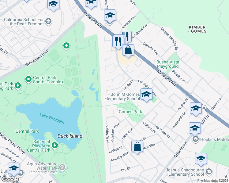 map of restaurants, bars, coffee shops, grocery stores, and more near 704 San Carlos Court in Fremont