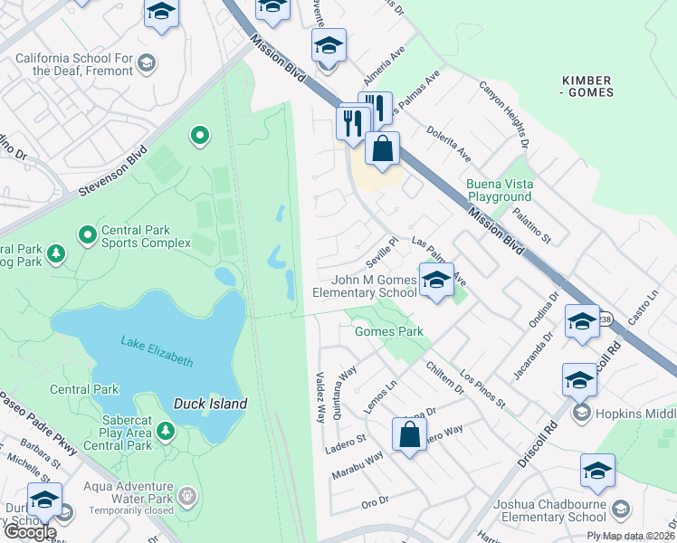 map of restaurants, bars, coffee shops, grocery stores, and more near 704 San Carlos Court in Fremont