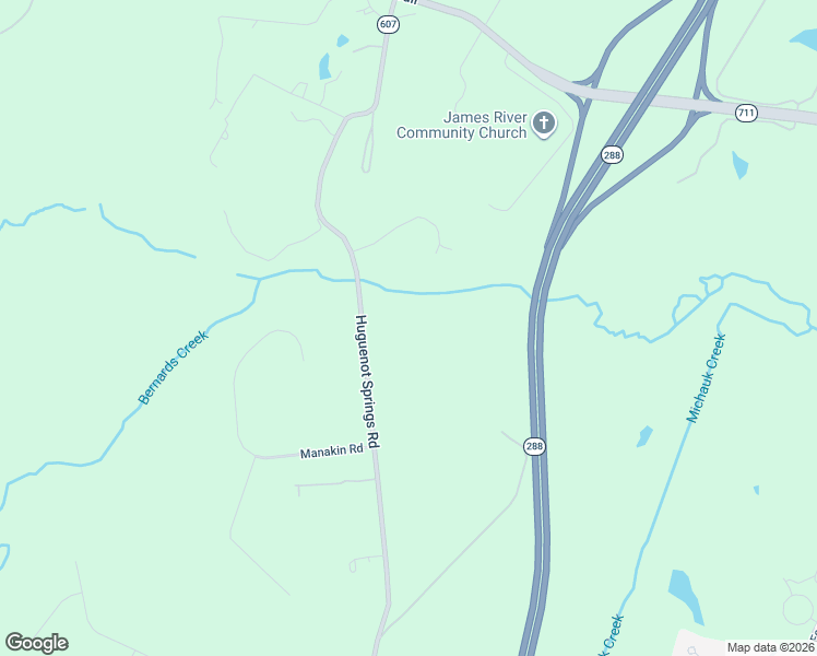 map of restaurants, bars, coffee shops, grocery stores, and more near 2701 Huguenot Springs Road in Midlothian