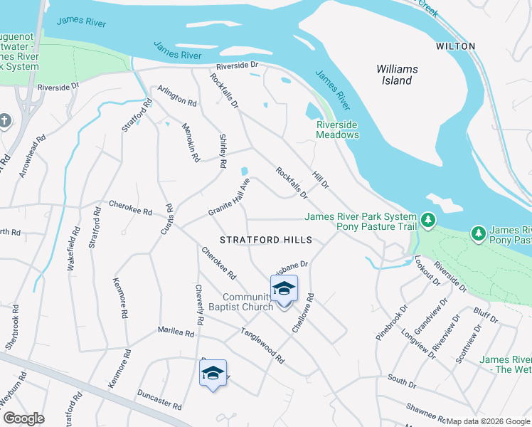 map of restaurants, bars, coffee shops, grocery stores, and more near 7628 Piney Branch Road in Richmond