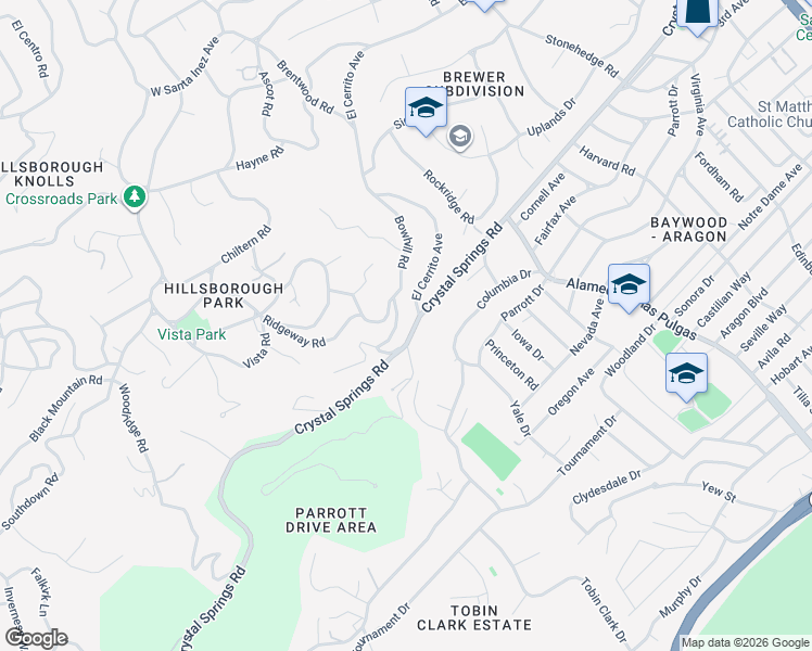 map of restaurants, bars, coffee shops, grocery stores, and more near 790 El Cerrito Avenue in Hillsborough