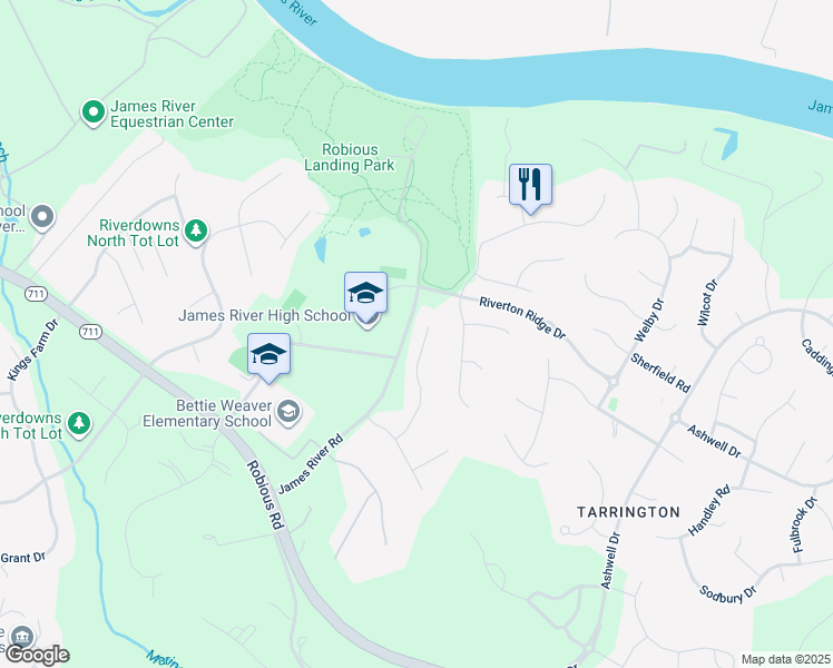 map of restaurants, bars, coffee shops, grocery stores, and more near 3730 Rivermist Terrace in Midlothian