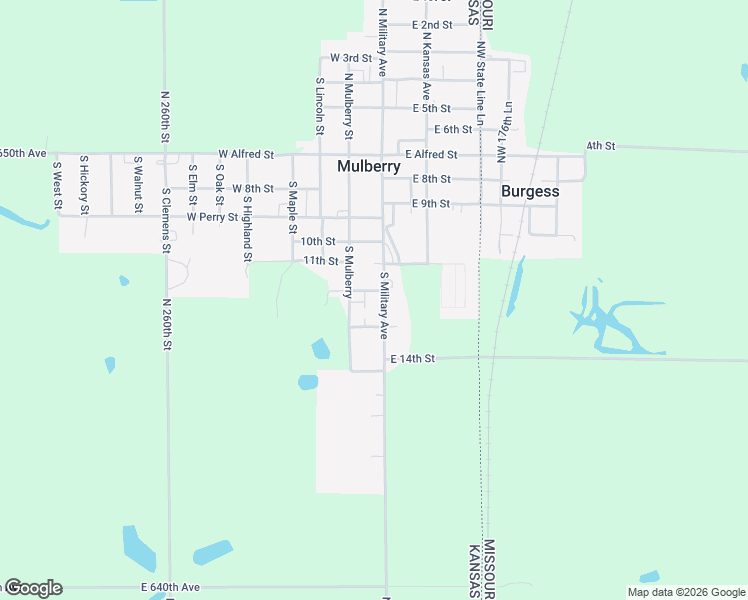 map of restaurants, bars, coffee shops, grocery stores, and more near 613-719 South Military in Mulberry