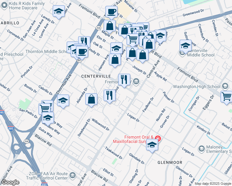 map of restaurants, bars, coffee shops, grocery stores, and more near 37423 Talamore Common in Fremont