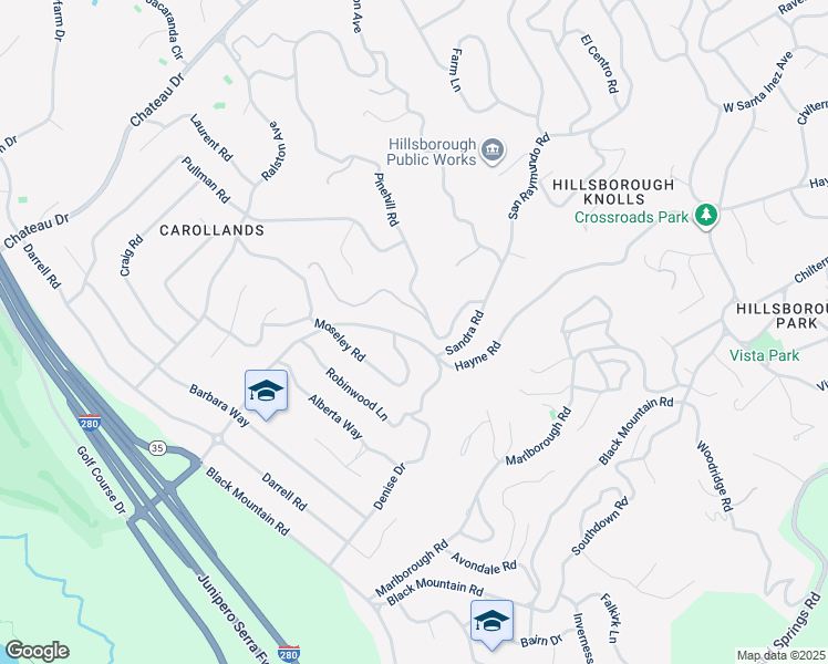 map of restaurants, bars, coffee shops, grocery stores, and more near 1320 Hayne Road in Hillsborough