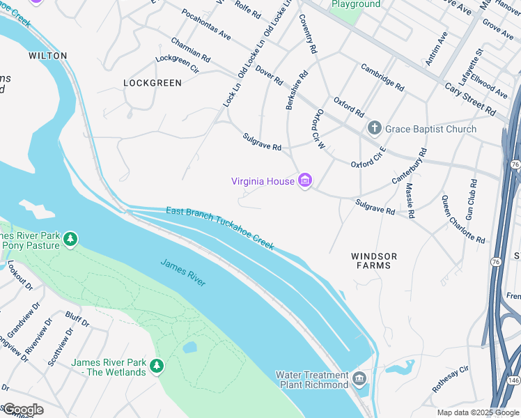 map of restaurants, bars, coffee shops, grocery stores, and more near 4305 Sulgrave Road in Richmond