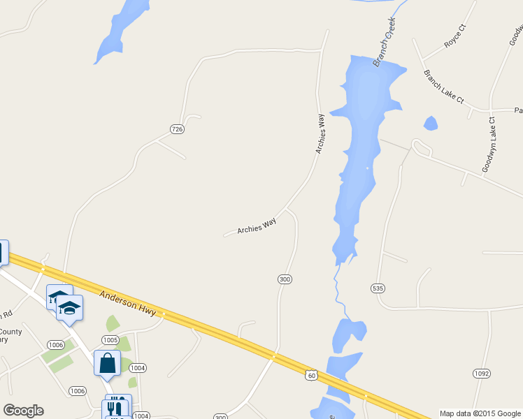 map of restaurants, bars, coffee shops, grocery stores, and more near 3780 Archies Way in Powhatan