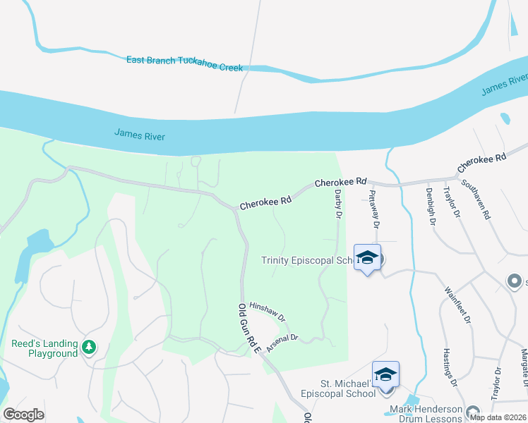 map of restaurants, bars, coffee shops, grocery stores, and more near 10801 Cherokee Road in Midlothian