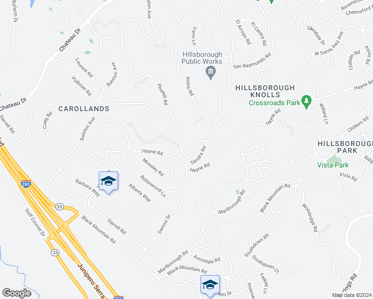 map of restaurants, bars, coffee shops, grocery stores, and more near 455 Pinehill Road in Hillsborough