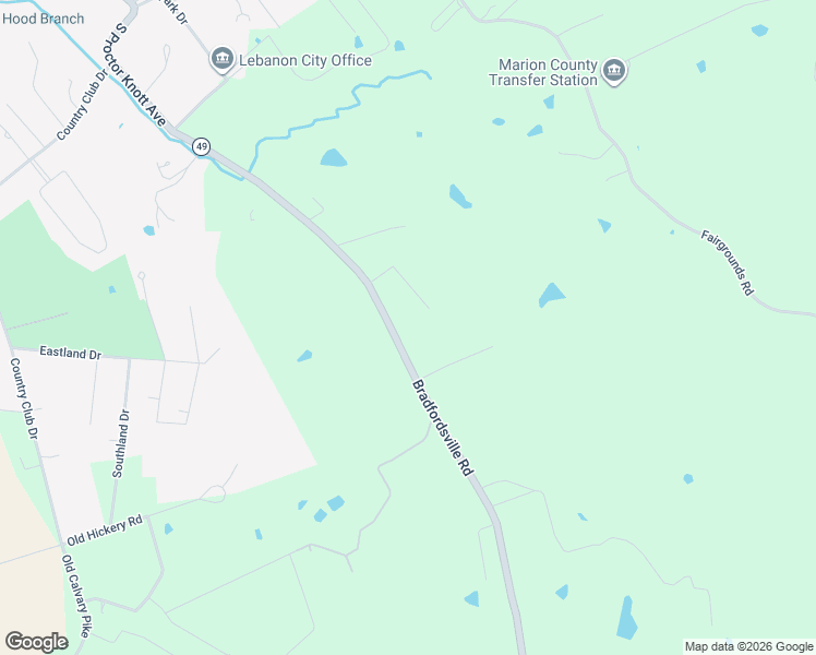 map of restaurants, bars, coffee shops, grocery stores, and more near 1495 Bradfordsville Road in Lebanon